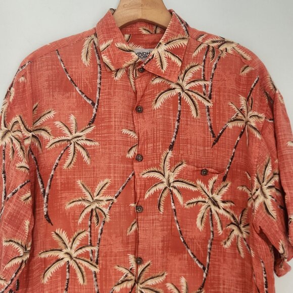 Windham Pointe Hawaiian Shirt Rayon Floral Vacation Red Button Up Medium - Picture 3 of 9